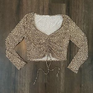 lush leopard longsleeve, size m, color brown